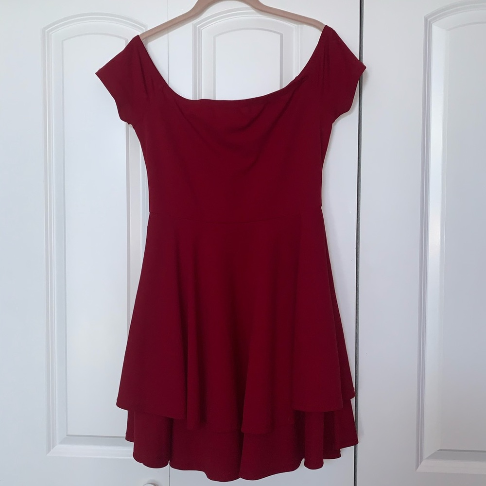 Cute Off The Shoulder Red Dress